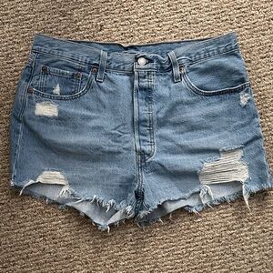 Levi's Classic Blue Ripped Jean Shorts